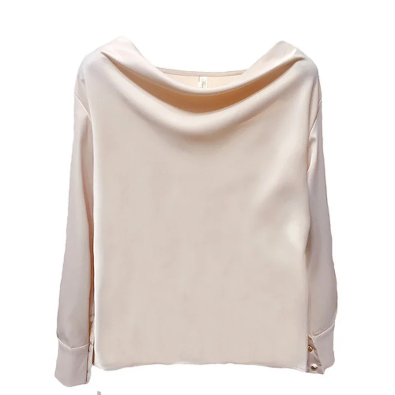 

2021 Spring New Womens Tops And Blouses Long Sleeve White Satin Silk Shirt Chiffon Blouse Women Slim Blusas Mujer New Arrival