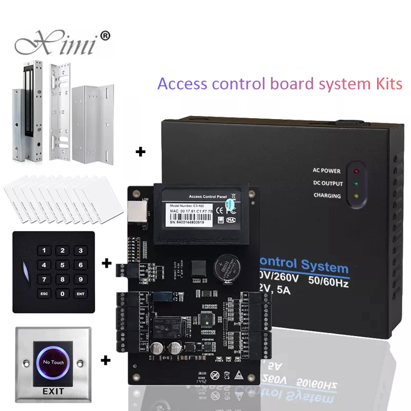 

ZK Door Access Control System Kits RFID Card + Power Supply + Electric 280KG Magnetic Lock Strike Door Locks for Home