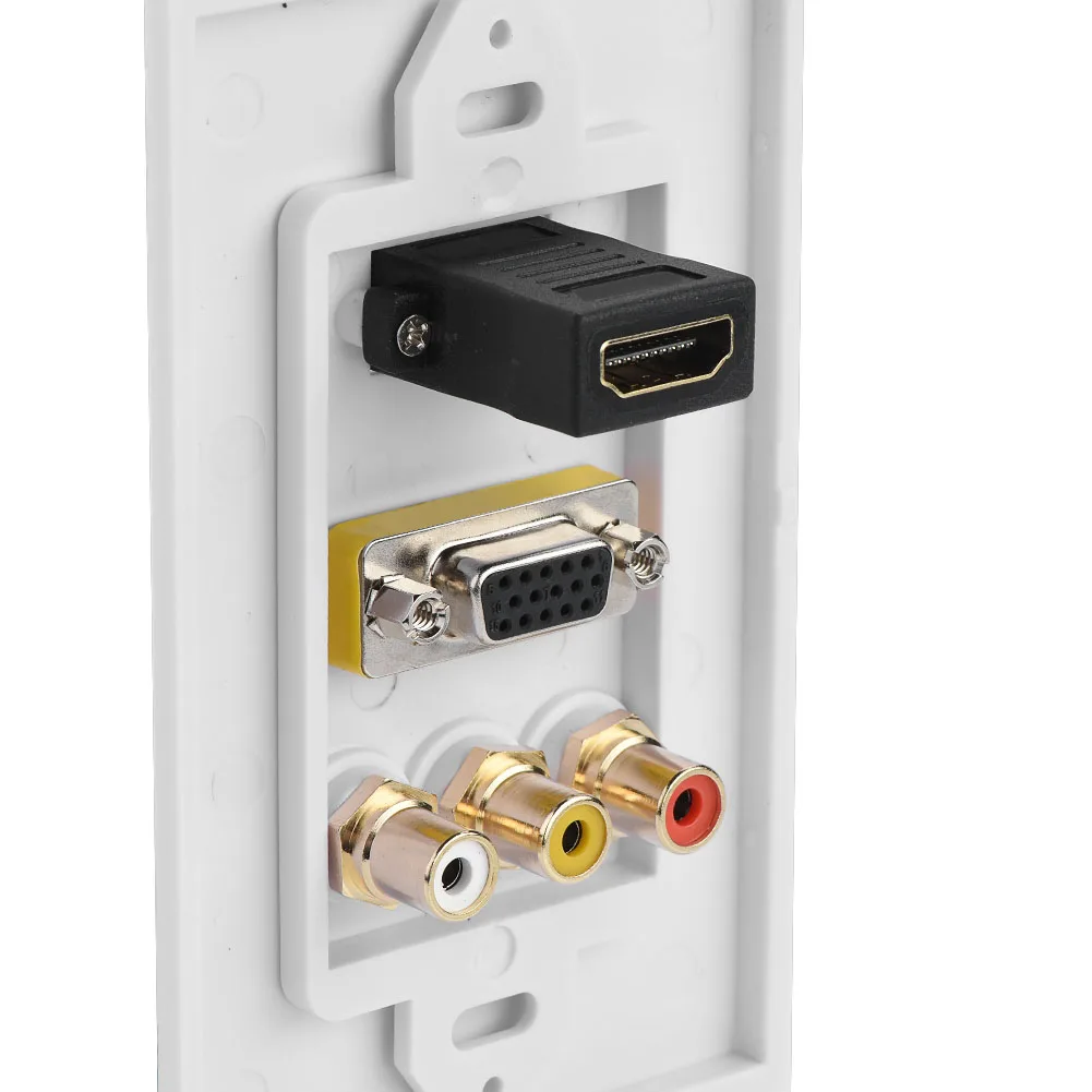 3-in-1 Multi-level Protection Multimedia Wall Socket HDMI-compatible VGA RCA Ports Panel | Электроника
