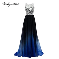 bealegantom lace appliques gradient chiffon evening dresses 2021 for women with beaded long ombre formal prom party gown ed1326
