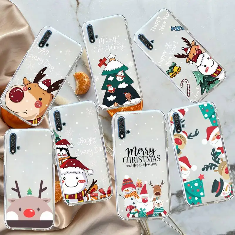 

Christmas tree Elk Santa Claus Phone Case Transparent for Huawei honor P mate 40 20 30 10 50 i 9 x mate pro lite 8a