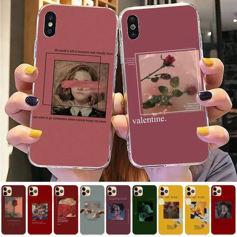 

Aesthetic Art silicone Phone Case for iphone 13 11 12 pro XS MAX 8 7 6 6S Plus X 5S SE 2020 XR case