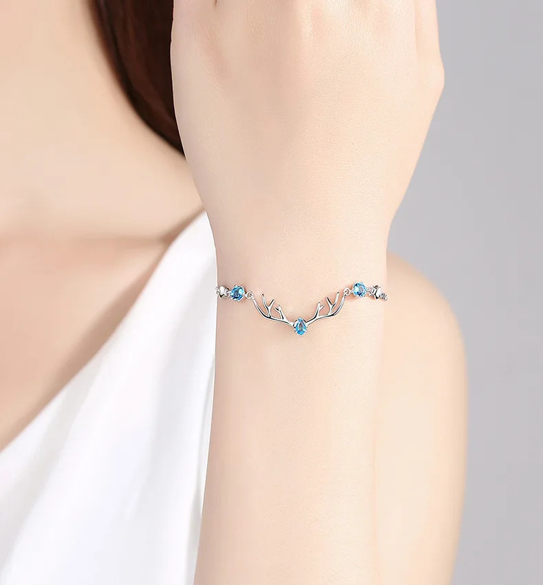 

Gift for girlfriend Silver color deer bracelet small love gift anniversary valentines day present