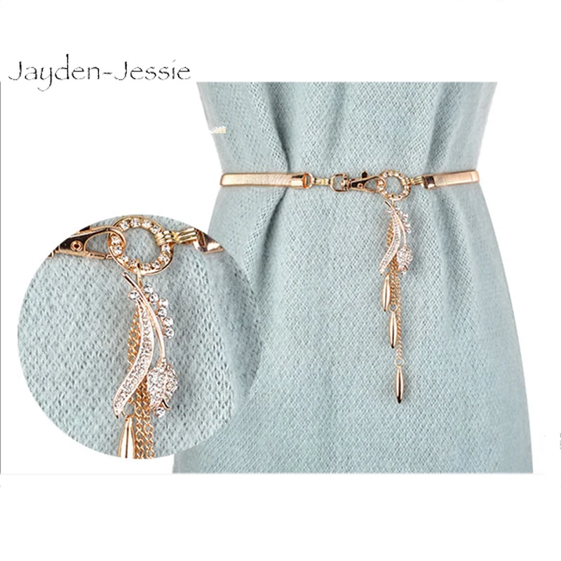 Женский высококлассный Золотой Эластичный пояс с четырьмя листьями ручная