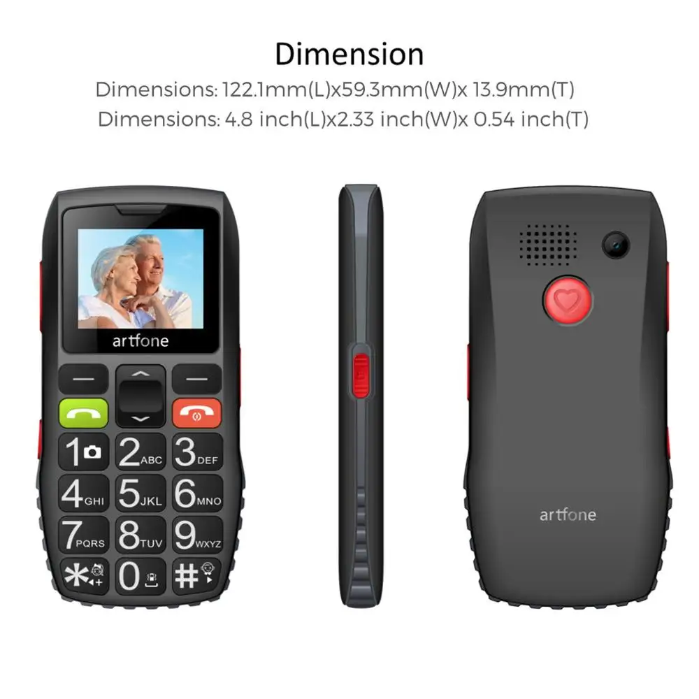 Artfone C1 большая кнопка мобильный телефон для пожилых людей разблокированный