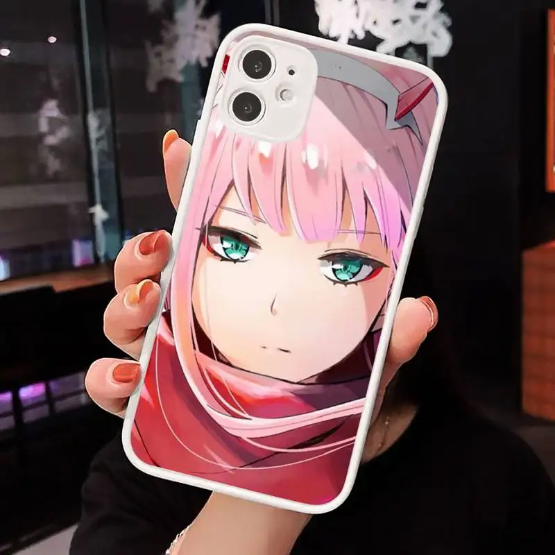 

Zero Two Darling in theFranXX Anime Phone Case For iPhone 12 11 Mini Pro XR XS Max 7 8 Plus X Matte transparent White Back Cover