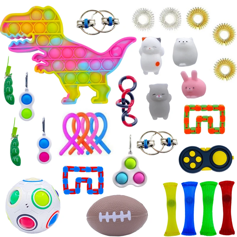 

Fidget Sensory Toy Suit Pack Stress Relief Toys Autism Anxiety Relief Stress Bubble Fidget Toys For Kids Adults Simple Dimple