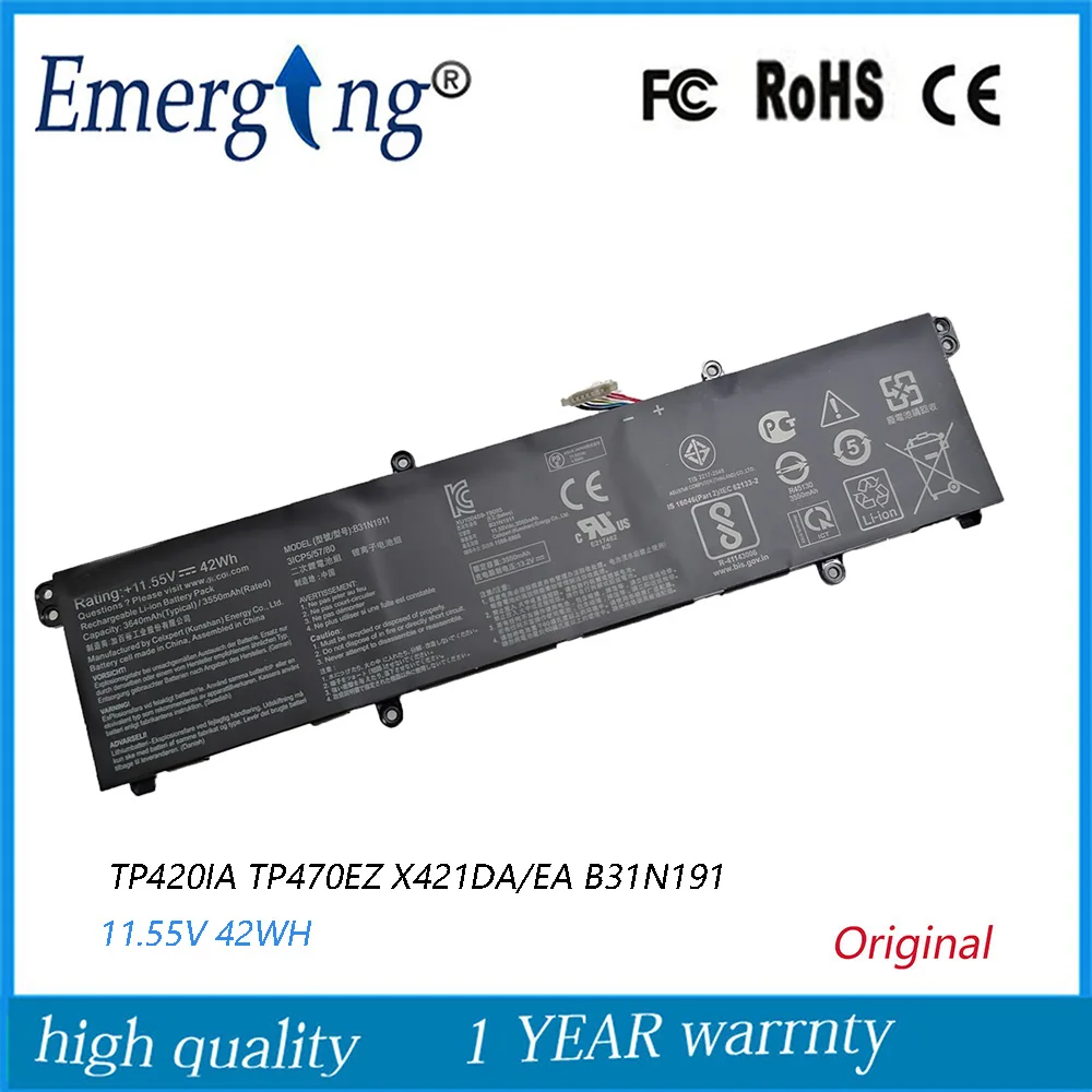 

11,55 V 42Wh оригинальный B31N1911 Аккумулятор для ноутбука ASUS TP420IA TP470EZ X421DA/EA V4050F