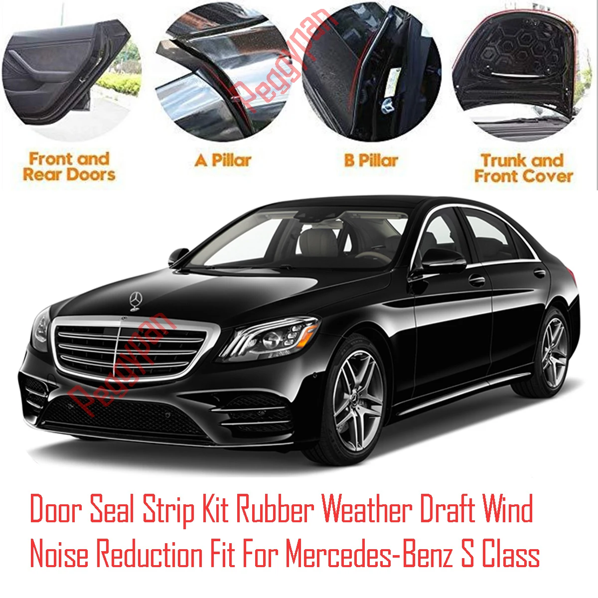 Door Seal Strip Kit Self Adhesive Window Engine Cover Soundproof Rubber Weather Draft Wind Noise Reductio For Mercedes S Class