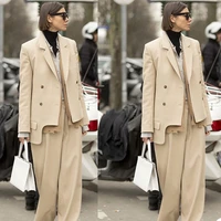 elegant casual women suits custom madedouble breasted loose blazer fashion streetwear office lady daily coat 2 pieces