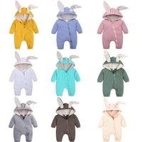 2022 cartoon cute girl clothes rompers autumn long rabbit ear jumpsuis newborn baby boys outfit casual hoodies costume clothing