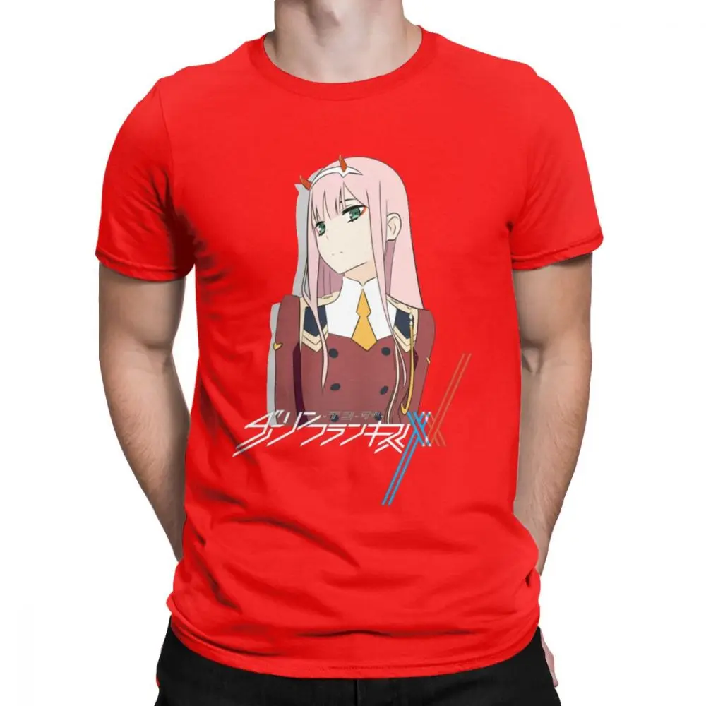 Darling In The Franxx 02, Мужская футболка, винтажные футболки, хлопок, с коротким рукавом, японская анимация, футболка, Новое поступление, топы - Цвет: Красный
