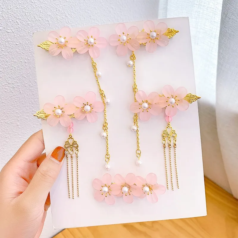 Chinese Style Flower Hairpin Set Girl Hairpin Retro Hanfu Butterfly Chain Hairpin Super Beauty Hairpin Antique Hair Accessories images - 6