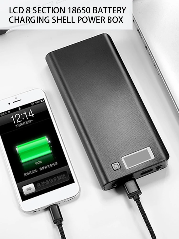 

LCD 8 Section 18650 Battery Charging Shell Power Box kit Without Welding Sleeve Material For Mobile Phone Charging