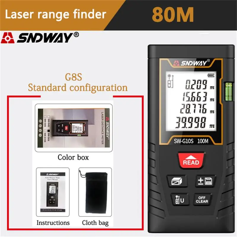 Дальномер лазерный SNDWAY 100/80/60 м|Лазерные дальномеры| |