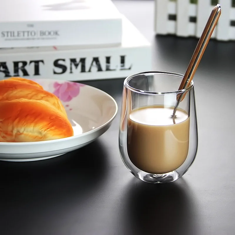 2 шт. термостойкие стеклянные стаканы с двойными стенками чашки для кофе/молока и