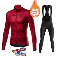 new winter thermal fleece cycling clothes red 2022 mens jersey suit outdoor riding bike mtb bicycle clothing bib pants set