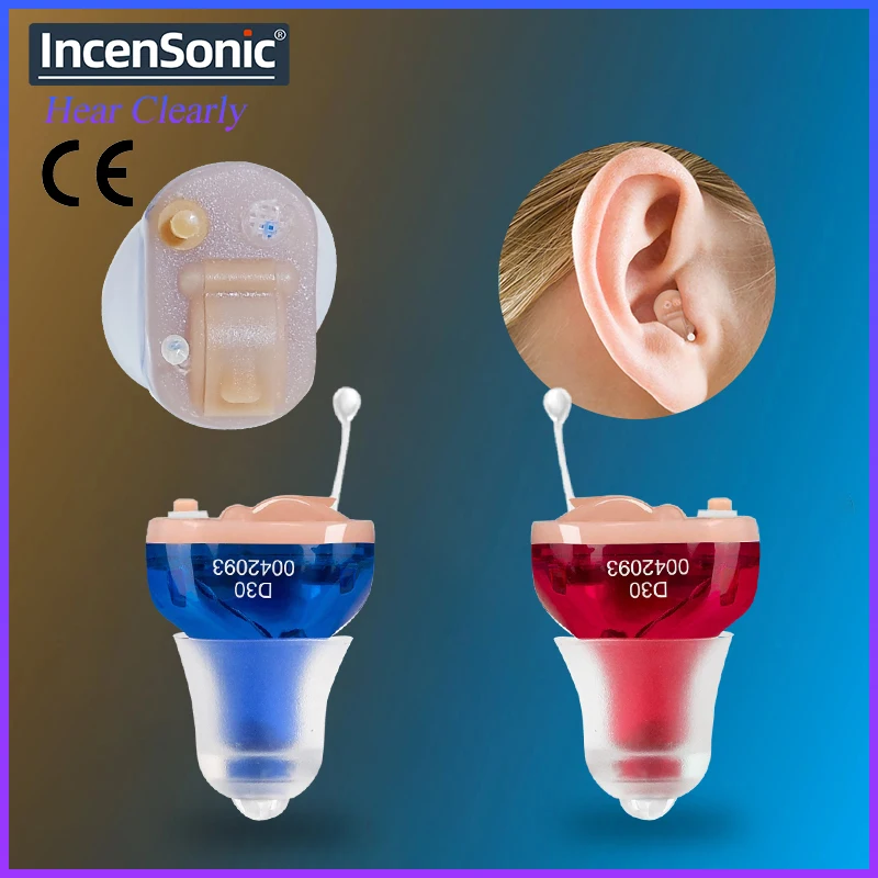 Hearing Aids Audifonos ITC 8 Channels Invisible In Ear D30 Digital Hearing Aid Sound Amplifers Adjustable Ear Aids