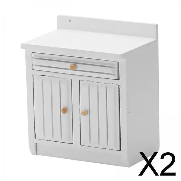 

2x1:12 Kitchen Cabinet Cupboard Furniture White Dolls House Miniature Decor