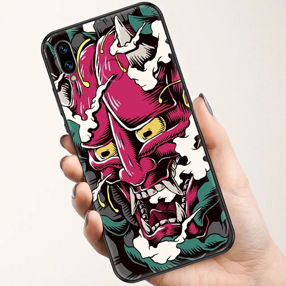 Чехол для телефона с японской маской Oni samurai Huawei Honor 6A 7A 7C 8A 8X 8 9 9X 10 10i 20 Lite Pro black art prime