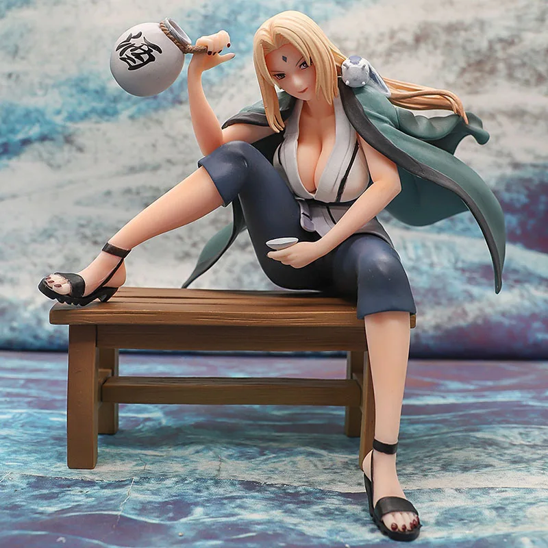 

In Stock Naruto Figure Shippuden Konoha Fifth Hokage Tsunade Drinking Pvc 16Cm Collection Action Anime Figure Toys for Boys