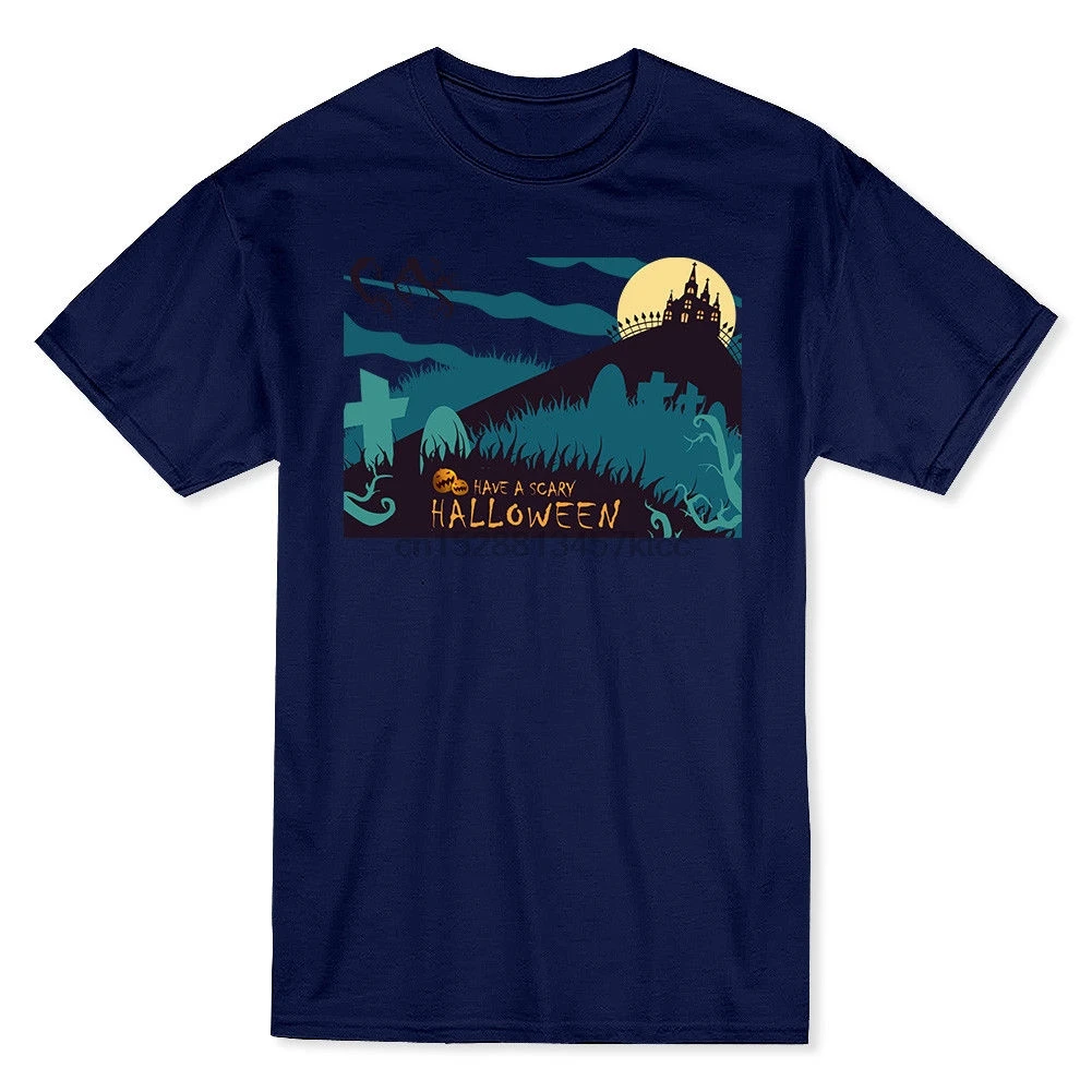 Страшная Мужская футболка с изображением домика приведениями на Хэллоуин и