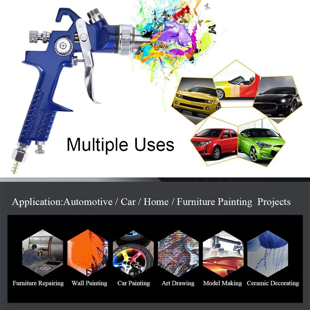 

0.8mm/1.0mm/1.4MM/1.7MM Nozzle H-2000 Professional HVLP Mini Paint Spray Gun Airbrush For Painting Car Aerograph Pneumatic Gun