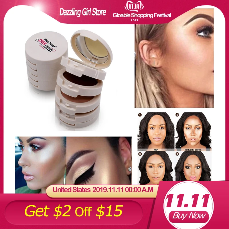 5 в 1 консилер контурирующий макияж палитра основа для лица компактная пудра Мода