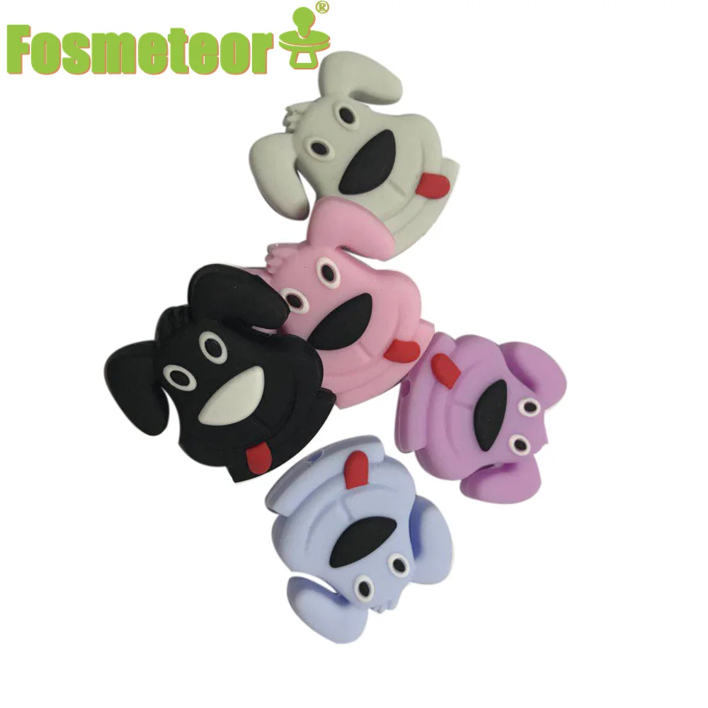 

Fosmeteor 5pcs New Cartoon Dog Silicone Animal Beads Rodent Molar Care Teething Ring DIY BPA-Free Baby Pacifier Chain Toy Gift