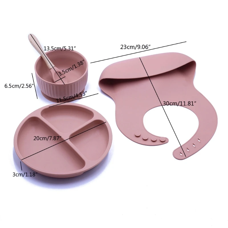 

100% Silicone Baby Eating Plate Food Grade Safety Baby Feeding Plate Bib - BPA Free - Smile Face Plate Tableware 4PCS