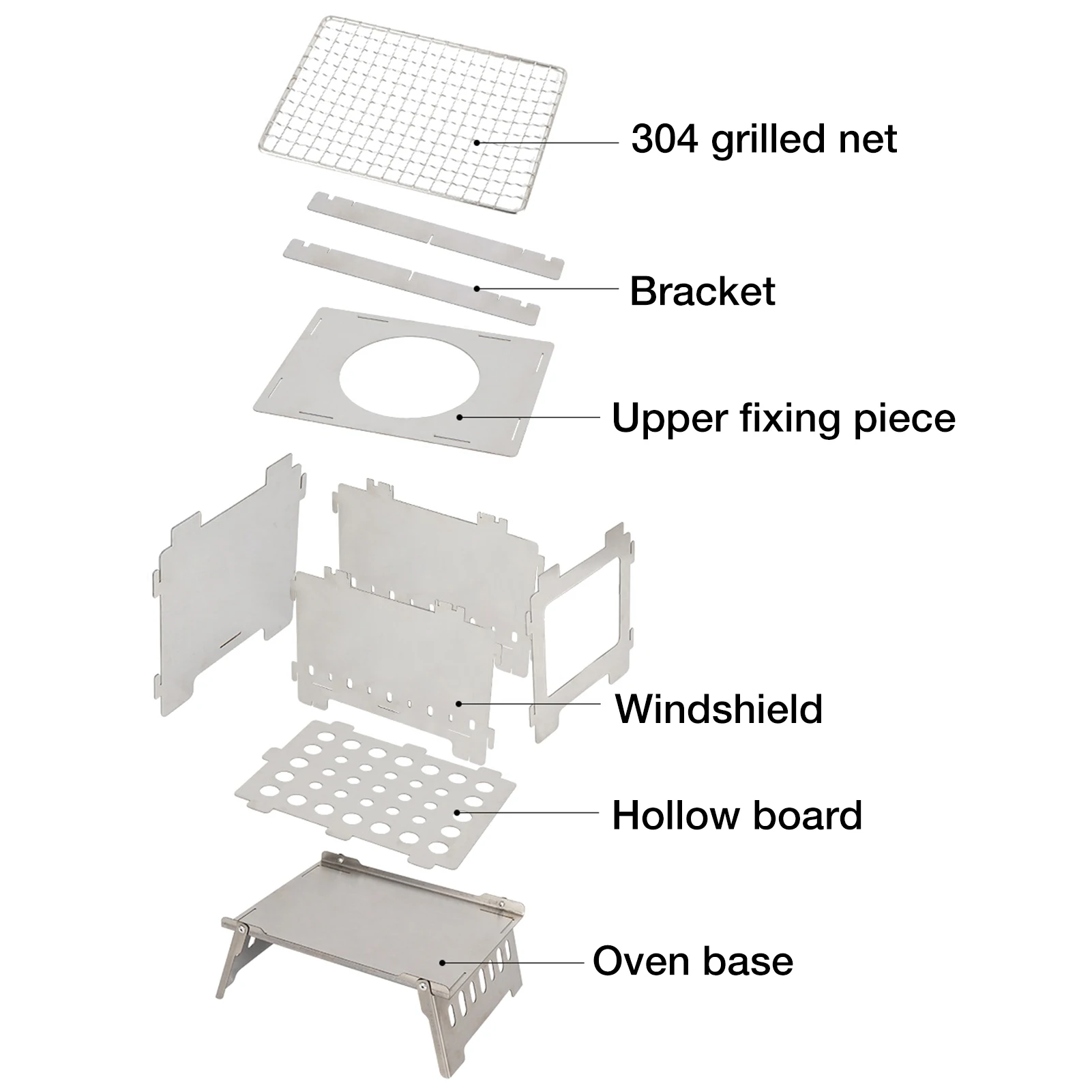 

Foldable Stainless Steel Barbecue Grill Card Stove Camping Windproof Fire Table Portable Charcoal Firewood Fire Barbecue Stove