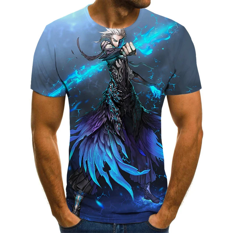 

2021 3D Game Pattern Men's T-shirts Anime Printing Boys Cartoon T Shirt Summer Fashion Harajuku Casual Short-Sleeved Men Tshirts