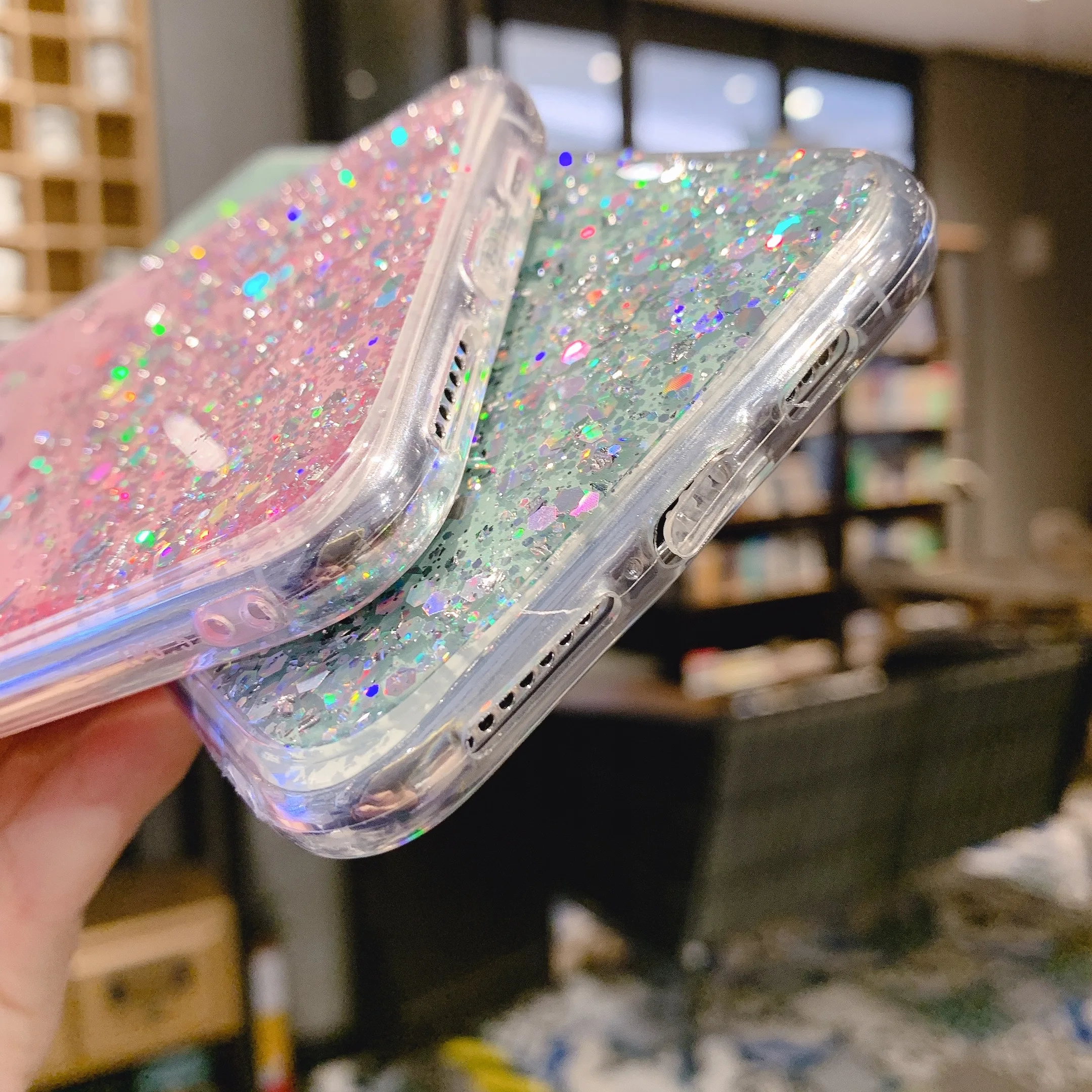 

Glitter Powder Star Transparent Phone Case For iPhone 12Mini 11 Pro XS Max XR X 7 8 6 Plus SE2020 Clear Soft Silicon Bling Cover