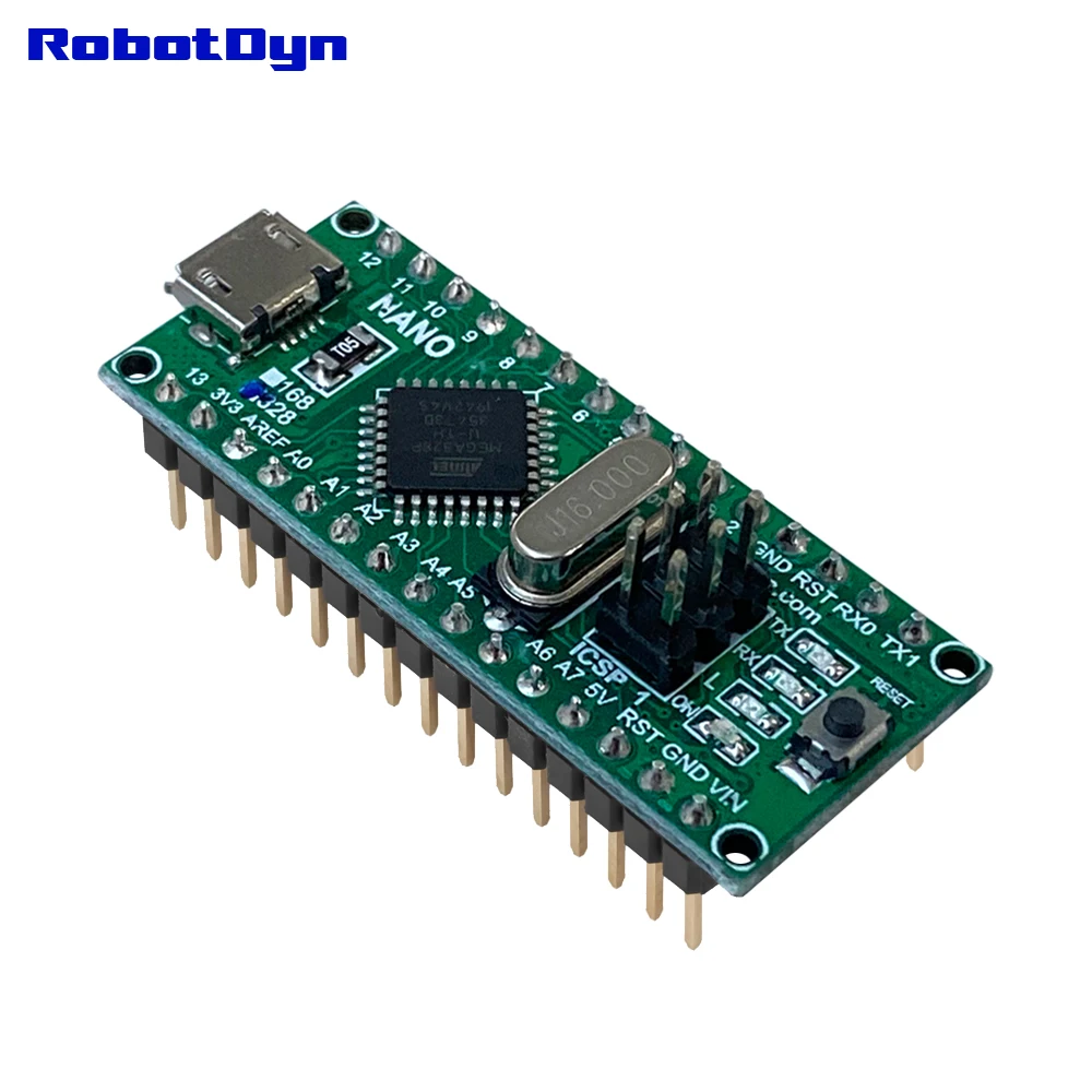 Soldered Green PCB RobotDyn NANO V3 ATmega328, CH340, Micro USB, обновленная версия совместима с Arduino для DIY электронных - Цвет: Soldered Green PCB
