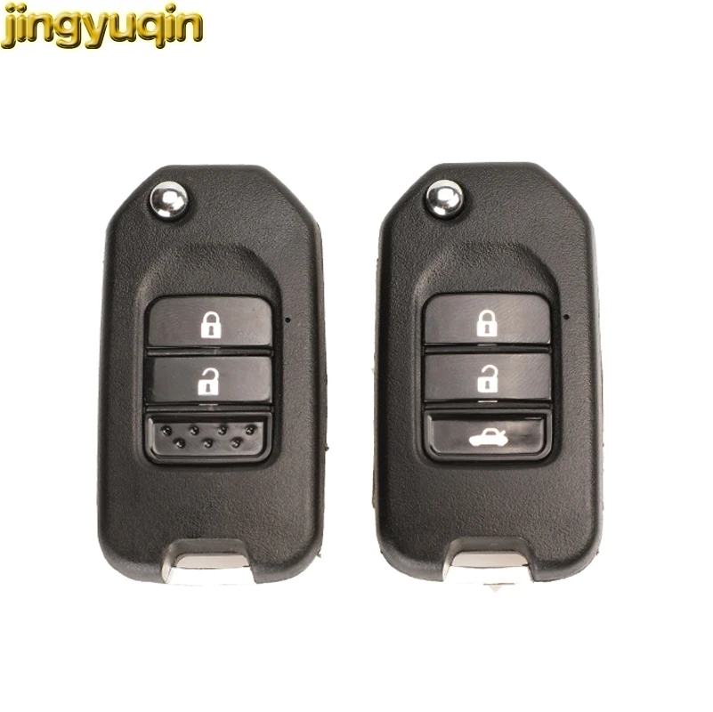 

jingyuqin 10pcs Flip Remote Car Key Shell For Honda GREIZ Civic City XRV Vezel 2/3 Buttons Folding Key Blank Case Replacement