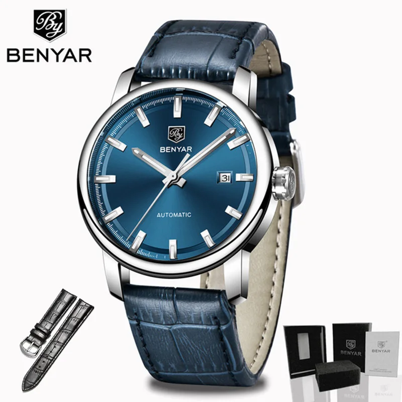 Blue Strap Новинка, BENYAR, мужские механические часы, автоматические мужские часы, Топ бренд, роскошные часы, мужские наручные часы, военные, Relogio Masculino - Цвет: Blue Strap
