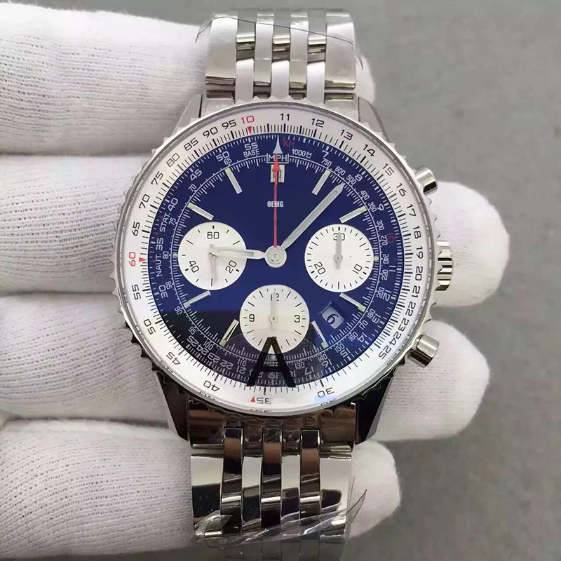 

Men's Watches Automatic Mechanical Watch For Men OEMG 43MM Rotatable Blue Dial 316 Stainless Steel Strap 1:1 AAA Replica Watch