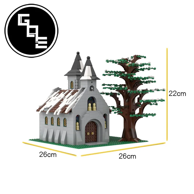 

Diy City Street View Architecture Bricks MOC-38797 Winter Village Church Creative Ideal Building Blocks Toys For Children Gifts