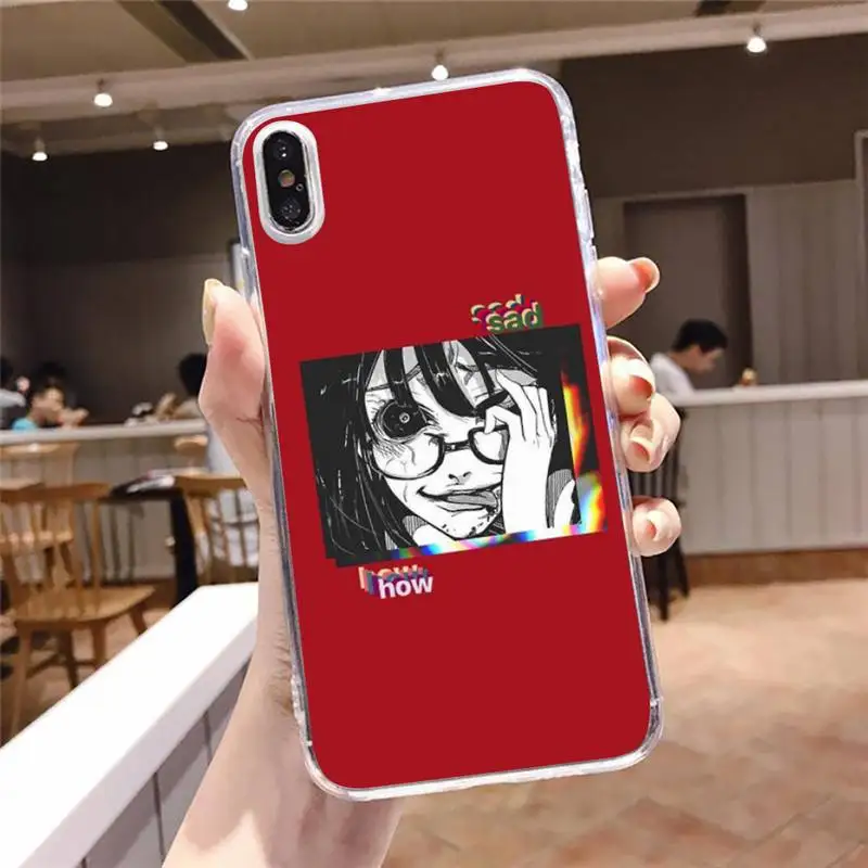

Sad japanese anime aesthetics Phone Case Transparent for iPhone 6 7 8 11 12 s mini pro X XS XR MAX Plus