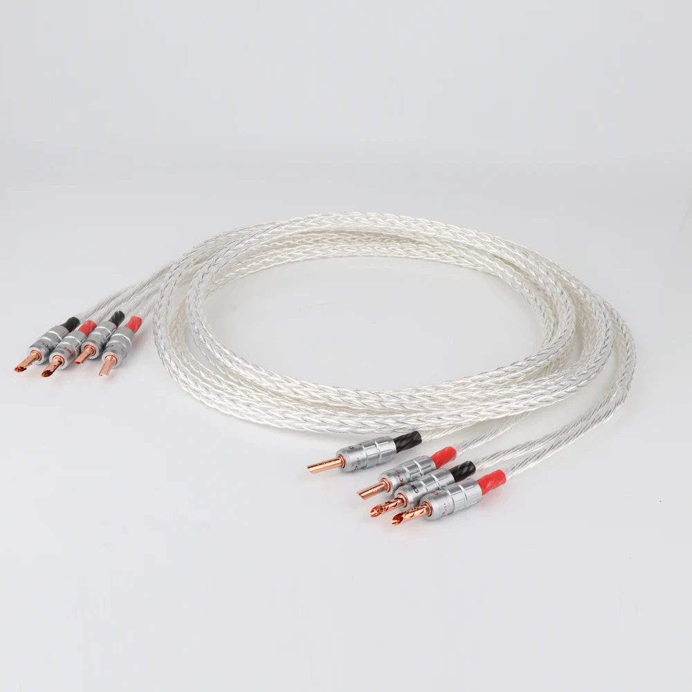 Paar 8AG 8N OCC plattiertes Lautsprecherkabel Bananenstecker Lautsprecherkabel für HiFi-Verstärker – Detail 5