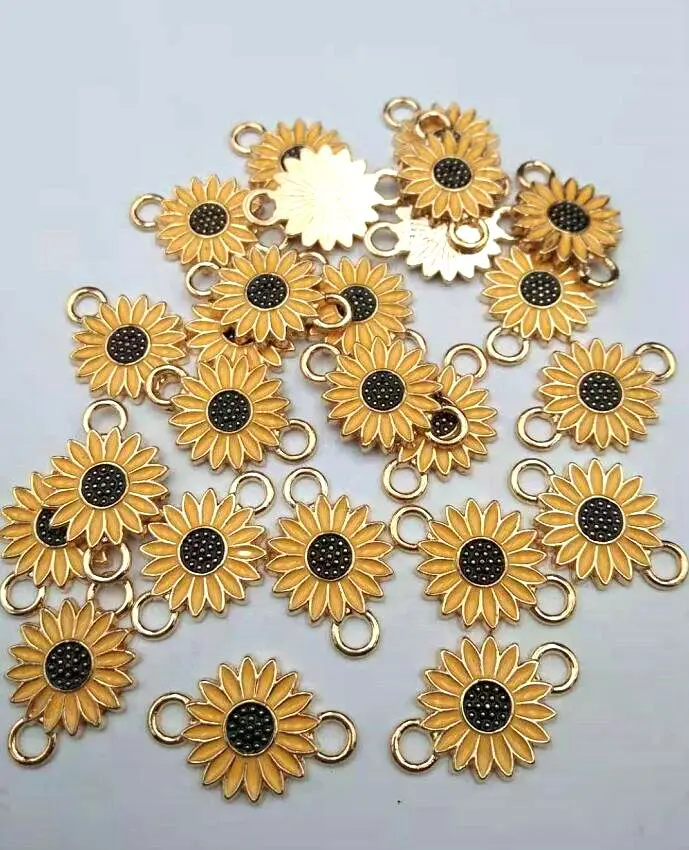 10 шт. эмаль Маргаритка Подсолнух Бабочка Шарм браслет серьги DIY Ювелирные изделия