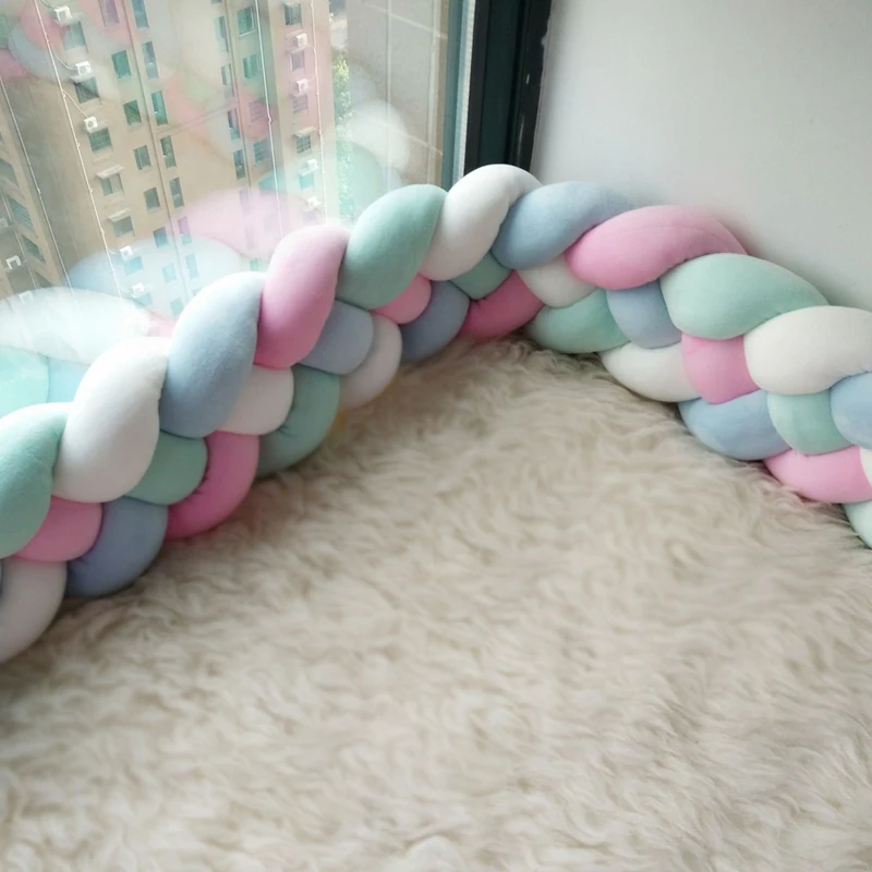 

2 M 4 Strands Bed Bumper For Newbron Baby Soft Protector Sleeping Baby Bumpers in the Crib Room Decoration Teenager Bed Bumpers