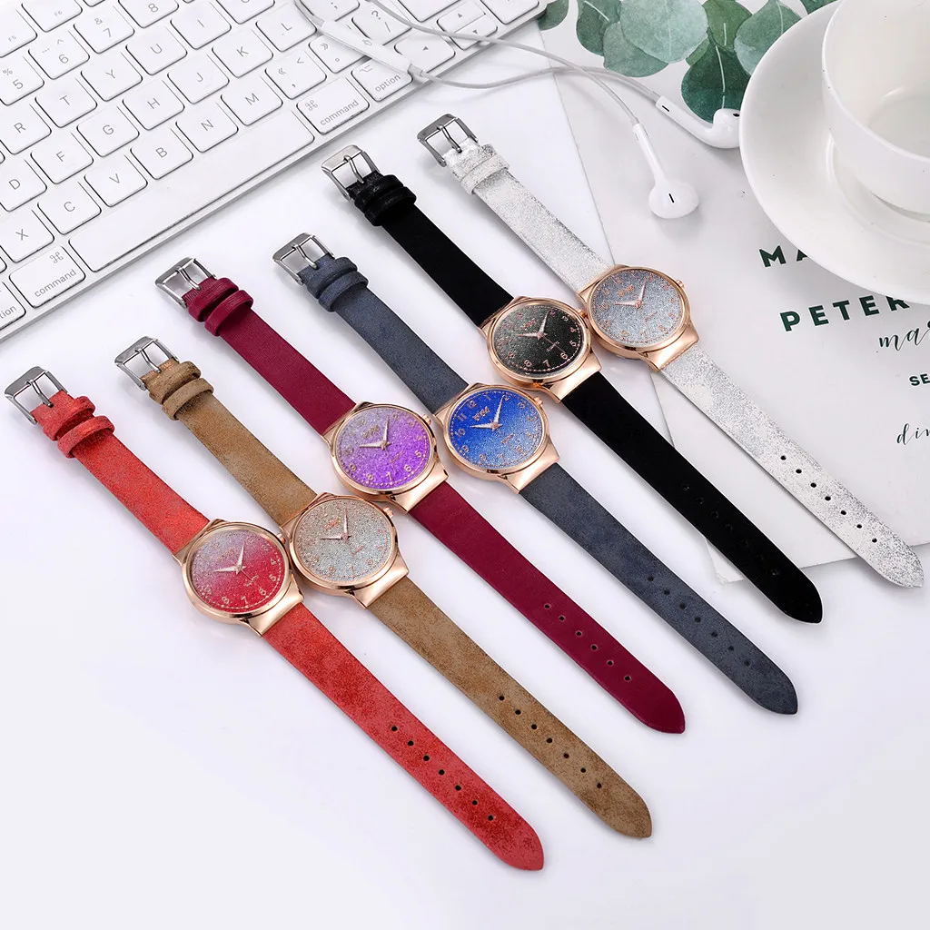 

CCQ Top Brand Watch Women Matte Romantic Gradient Starry Sky Watch Dial Belt Ladies Quartz Wristwatches reloj femenino #N03