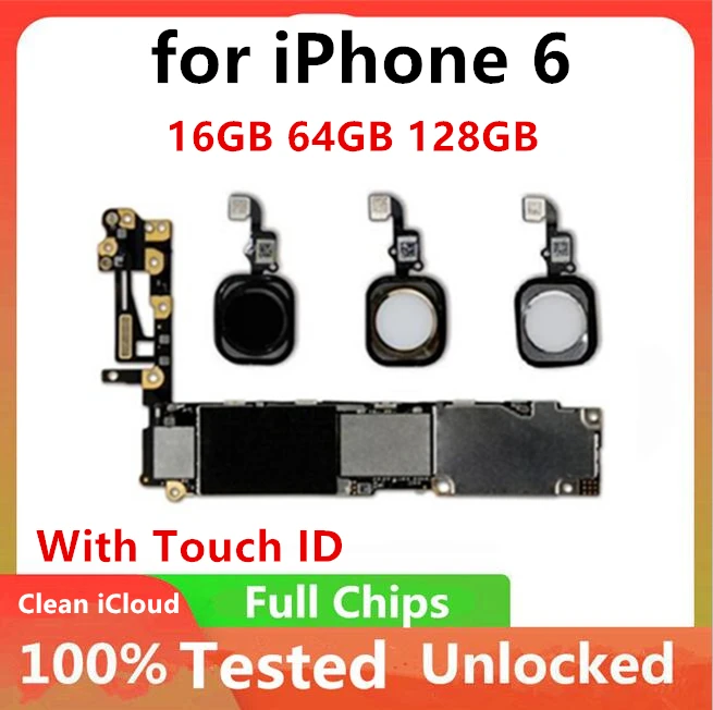 100% оригинальная разблокированная материнская плата для iphone 6 с/без Touch ID