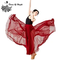 tencel chiffon 720 degrees big swing skirt chinese modern dance wear women long dance practice dress solid one piece one size