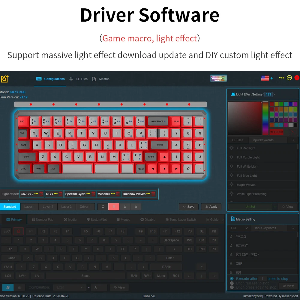 SK73S Mechanical Keyboard Bluetooth Wireless Gateron Optical Switch RGB Backlit Gaming Waterproof Macro Programe Gamer GK61