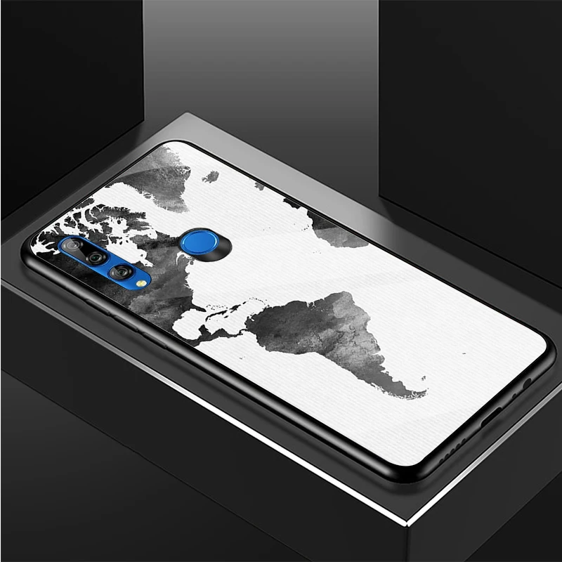 Ravelling карта мира путешествия чехол для телефона из закаленного стекла Huawei honor 8X 9