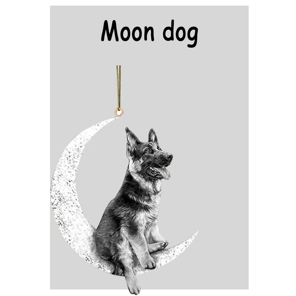

Акриловая подвеска в виде собаки, сидящей на Луне, украшение для вечерние, подвеска, креативная Рождественская елка, детский подарок, да, Вис...