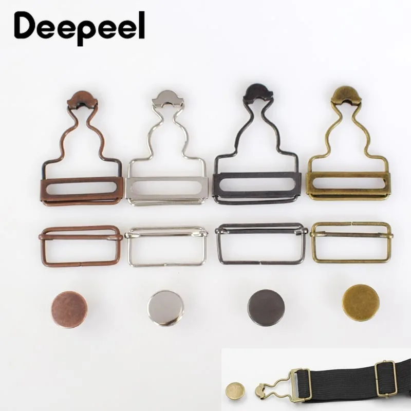 

4sets Deepeel 26-50mm Bib Pants Button Bibs Dress Metal Gourd Buckle DIY Bags Suspender Adjust Buckles Manual Sewing Material