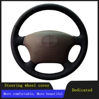 diy car accessories steering wheel cover black hand stitched breathable genuine leather for toyota land cruiser prado 120